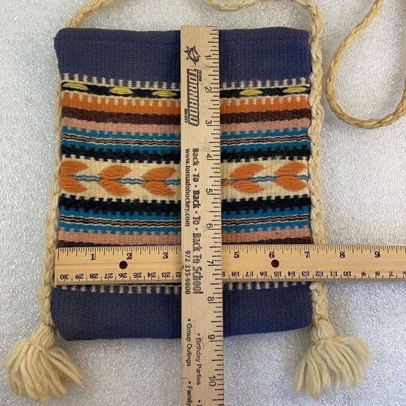 Greek motif tan pattern travel crossbody two small totes boho festival lot of 2 - Picture 4 of 13